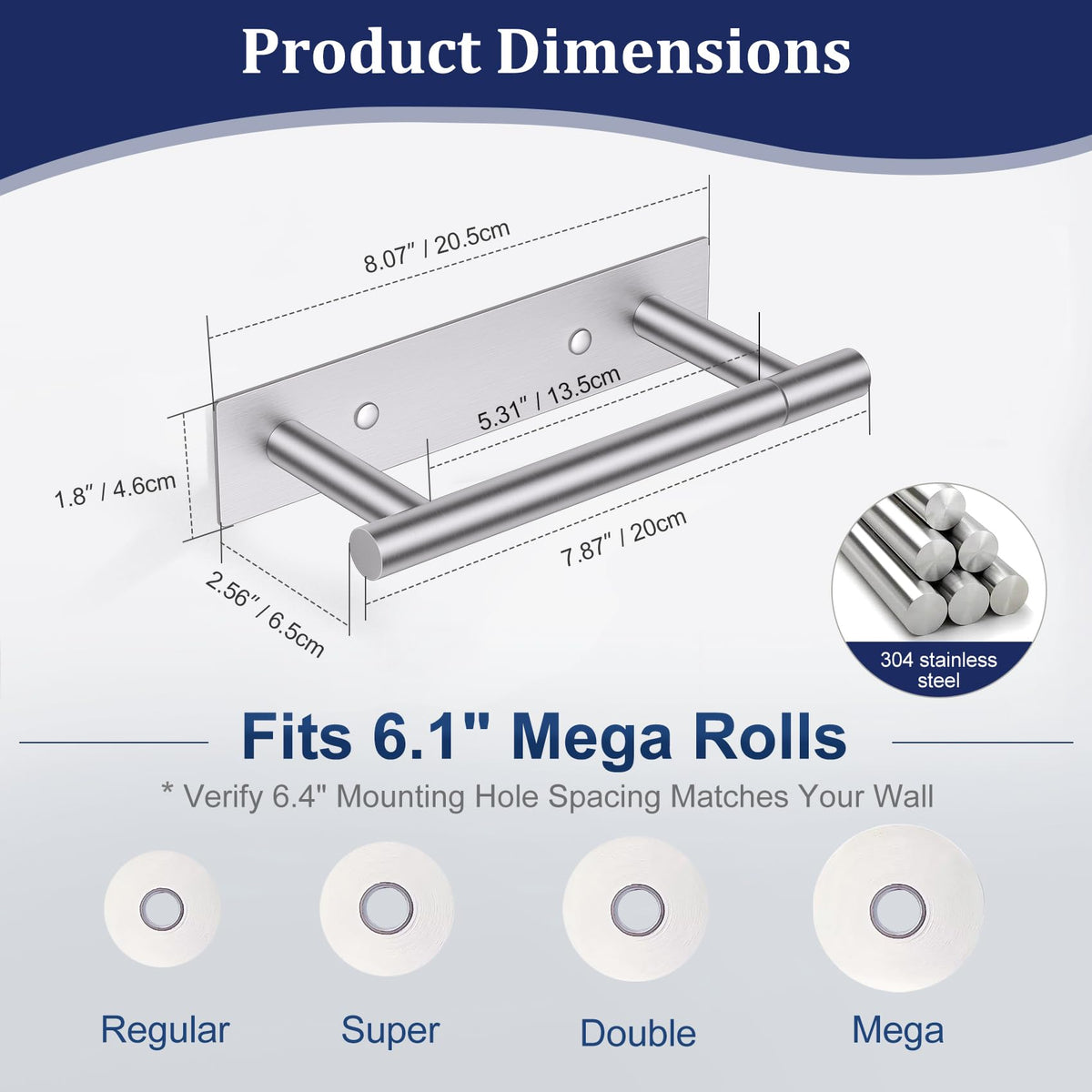 Lairuier bathroom kitchen washroom toilet paper holder fits standard or jumbo rolls.