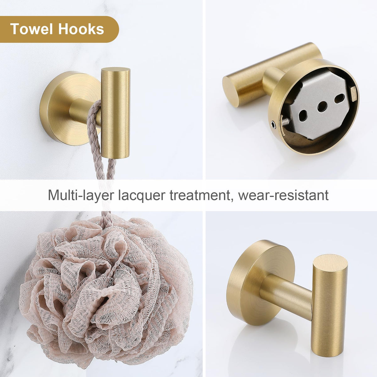 Lairuier brushed gold wall-mounted hardware set saves space and effort
