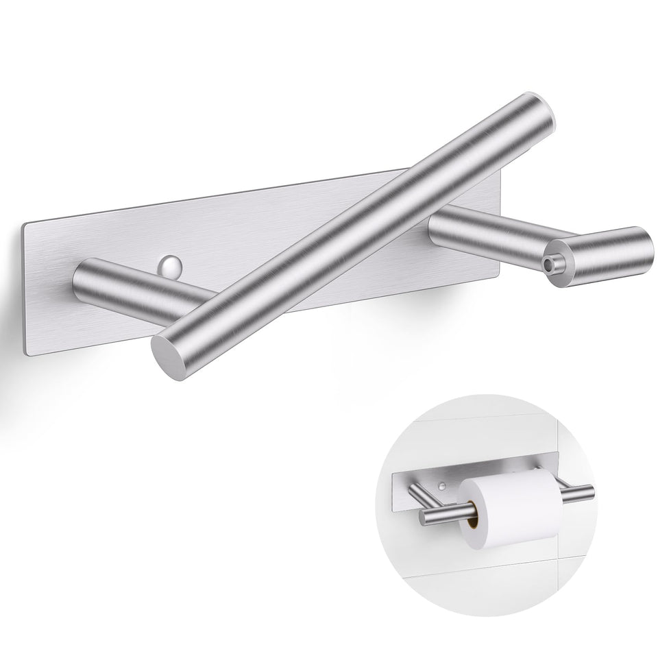 Lairuier brushed nickel toilet paper holder pivot enables smooth one-handed dispensing.