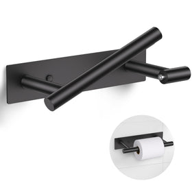 Lairuier matte black toilet paper holder wall mount front view with durable finish