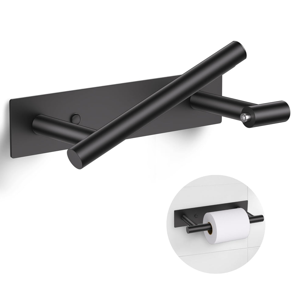 Lairuier matte black toilet paper holder wall mount front view with durable finish