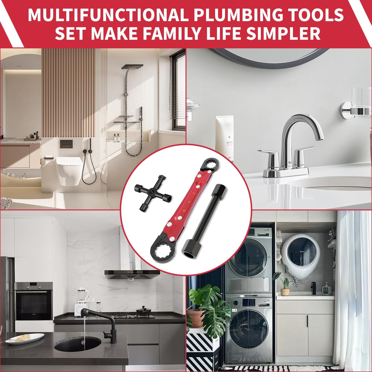 LAISGOO compact wrench profile fits behind toilets and under sinks.