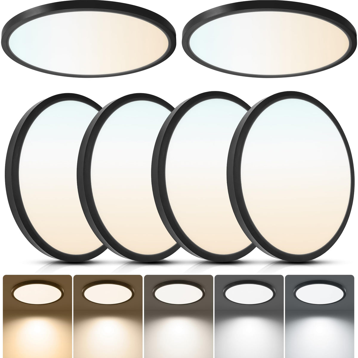 Laiyidia ultra-thin LED ceiling light 12-inch black; space-saving, low-profile design.