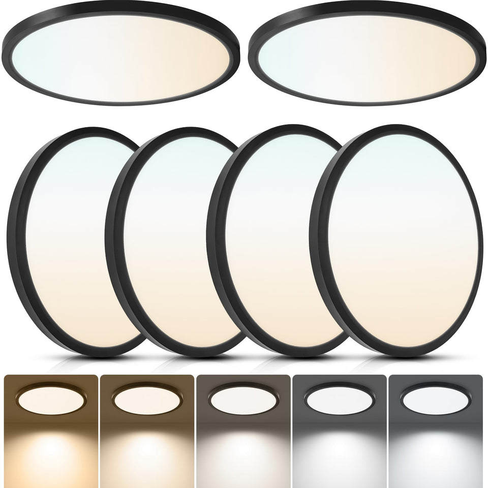 Laiyidia ultra-thin LED ceiling light 12-inch black; space-saving, low-profile design.