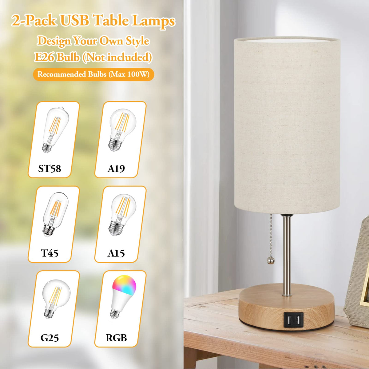 Lakumu desk lamp with oak metal base for modern spaces