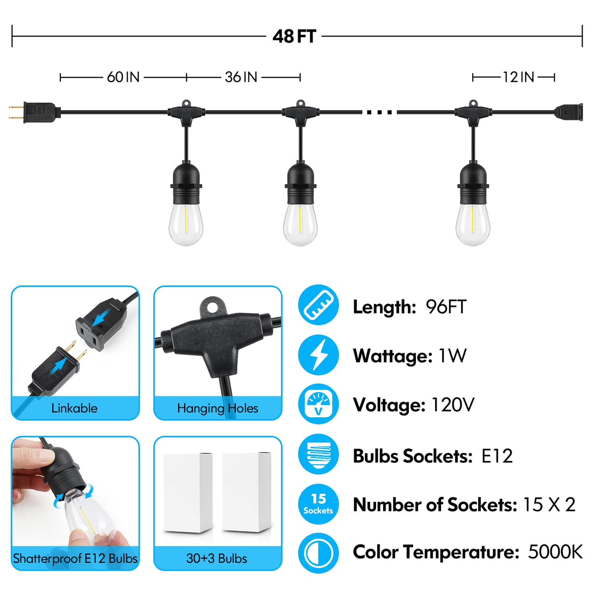 Easy-install Lakumu lights mounted on a pergola for night use