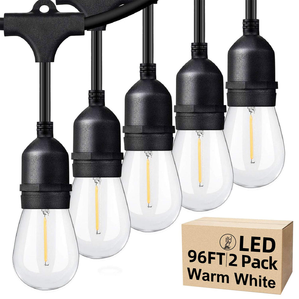 Lakumu outdoor string lights with two 48ft strands for expansive patio ambiance.