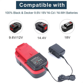 LALAFO 12V charger highlights slide-in compatibility with BD packs for quick swaps