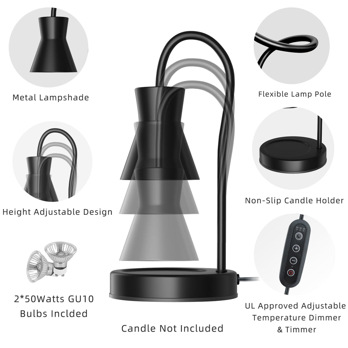 LALISU candle warmer lamp emits cozy 2800K glow