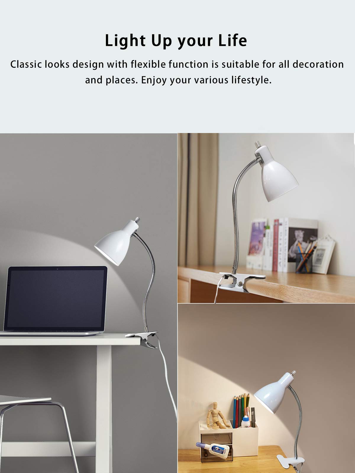 LALISU clip-on reading lamp with flexible mounting for easy setup.