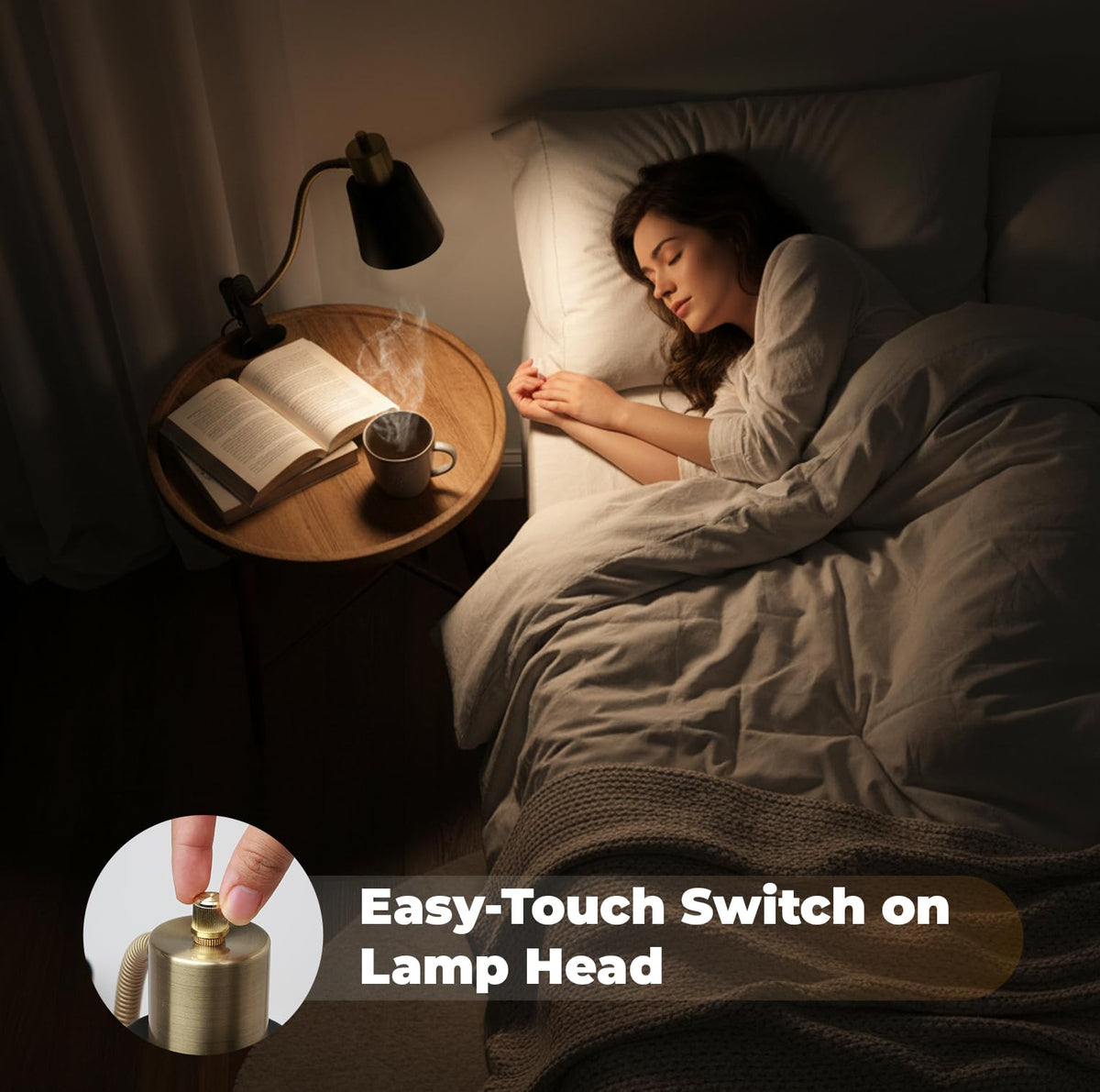 LALISU durable clamp holds the lamp steady on a desk.