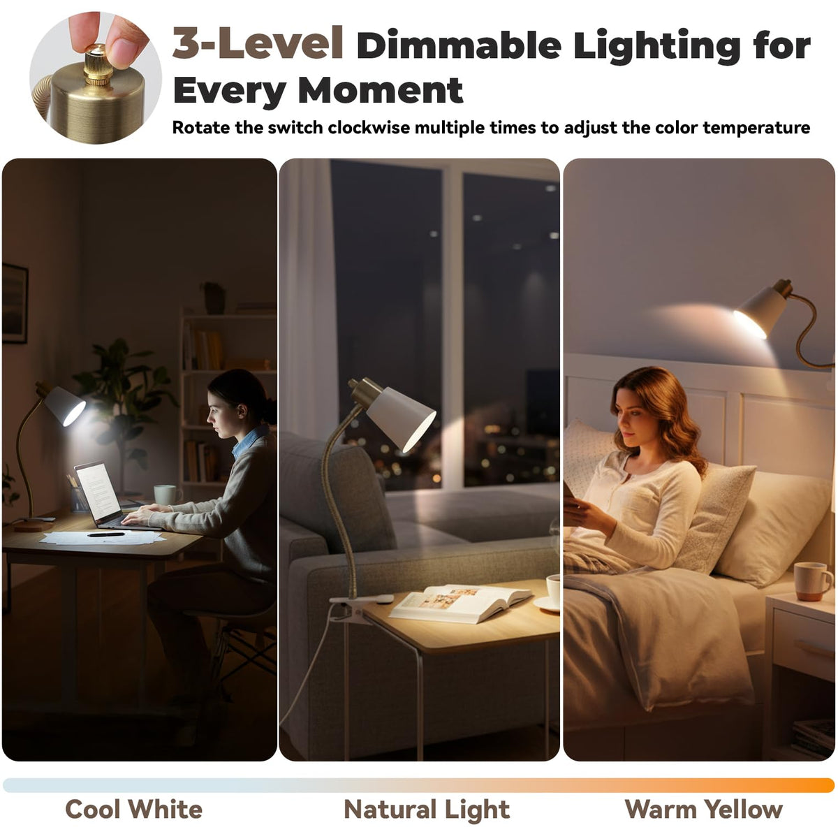 LALISU desk lamp gooseneck in action for precise illumination adjustments.