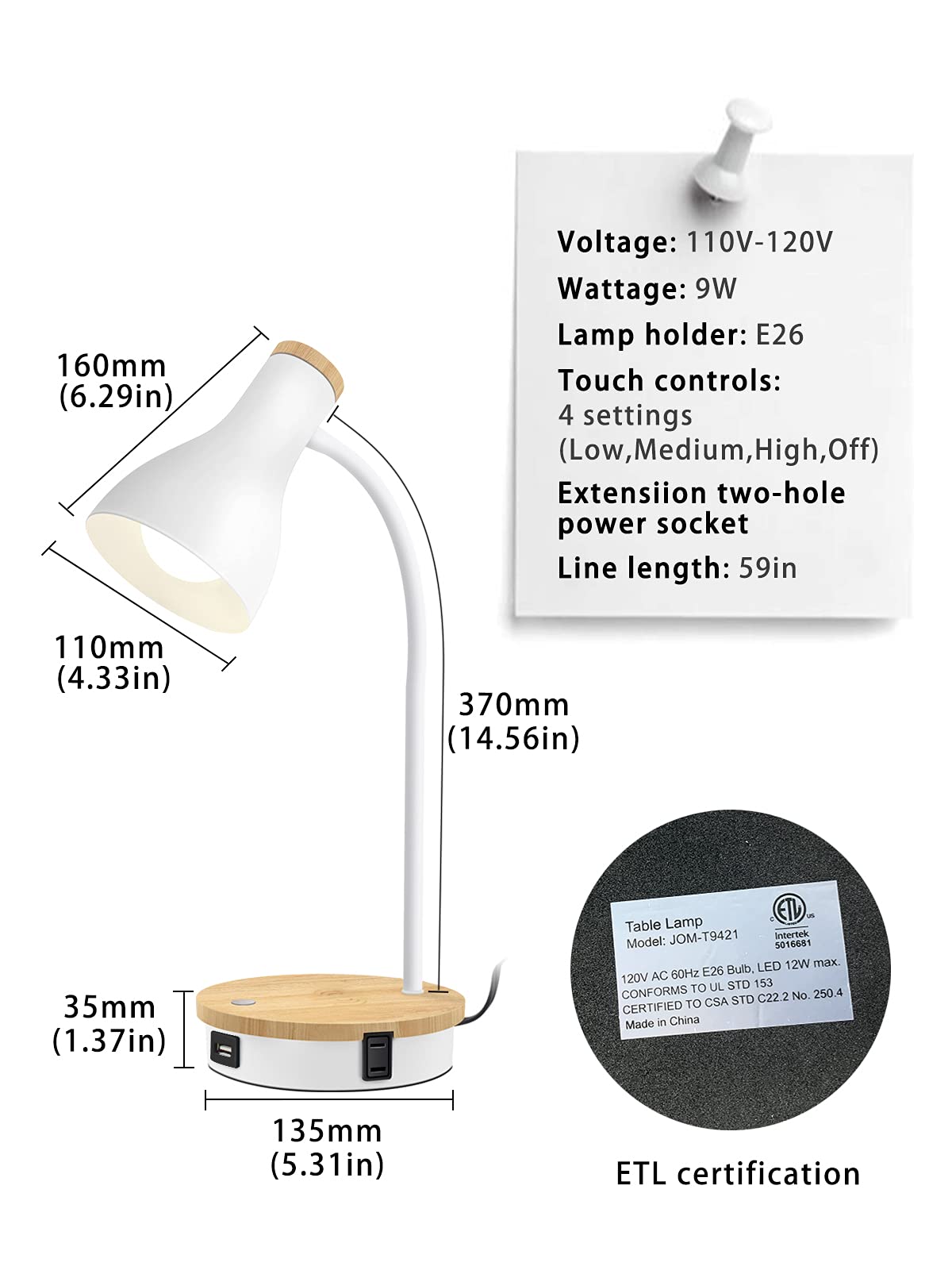 LALISU dorm room compact lamp for small spaces