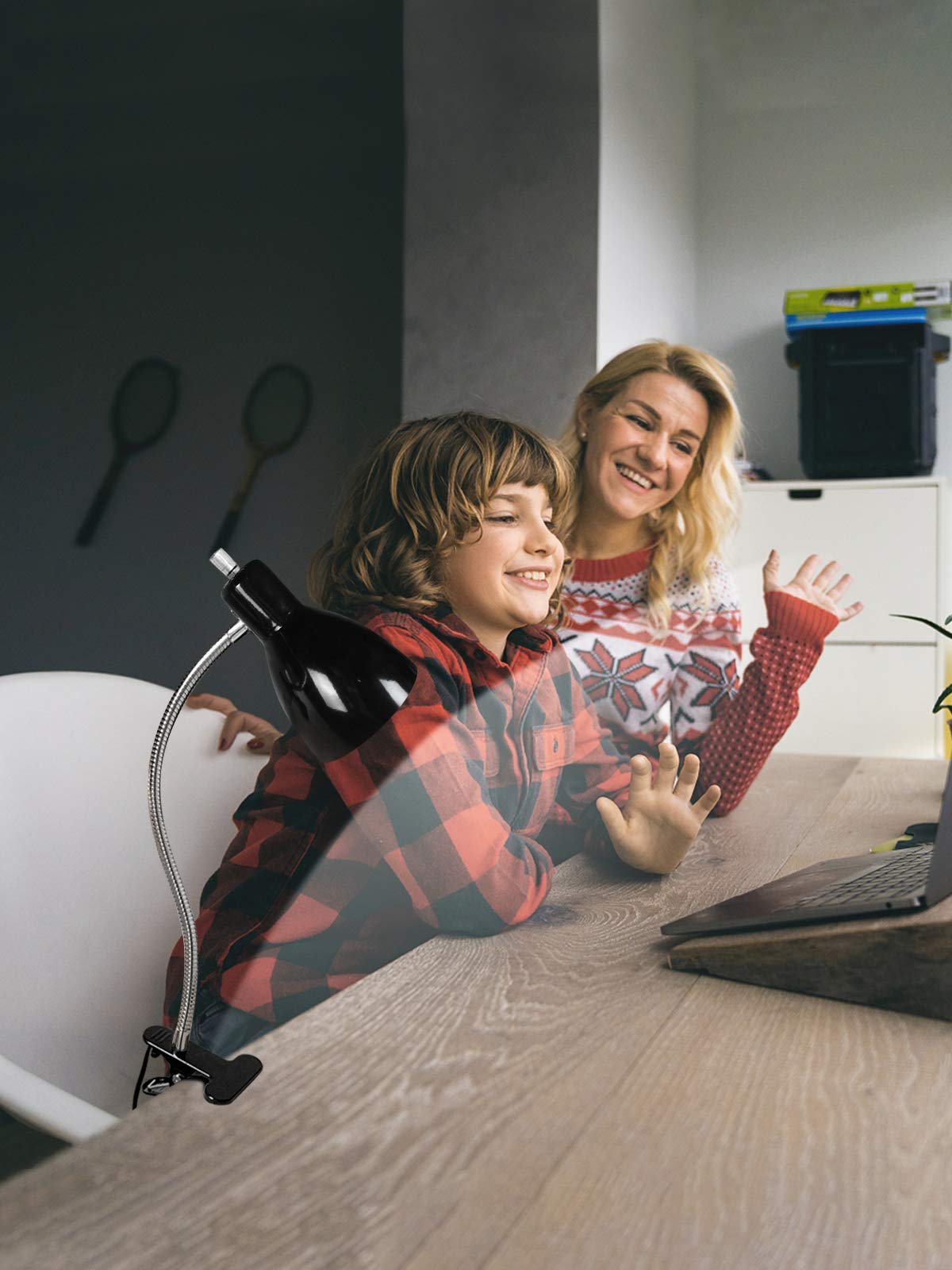 LALISU eye-caring clip lamp provides adjustable angles for comfortable study sessions