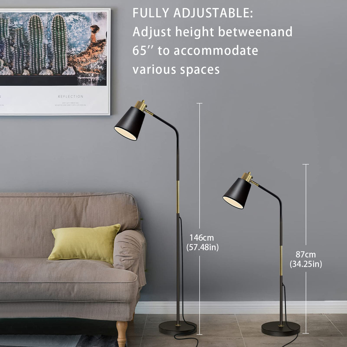 LALISU floor lamp 180-degree swivel allows uplight or downlight.