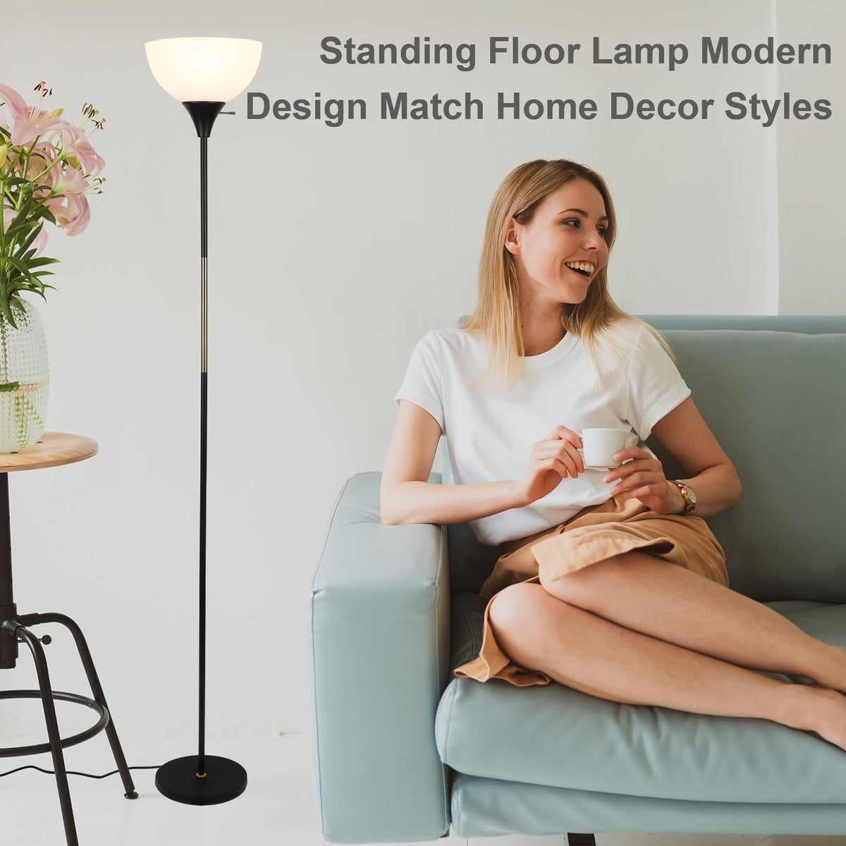 LALISU floor lamp modern-industrial shade adds contemporary style