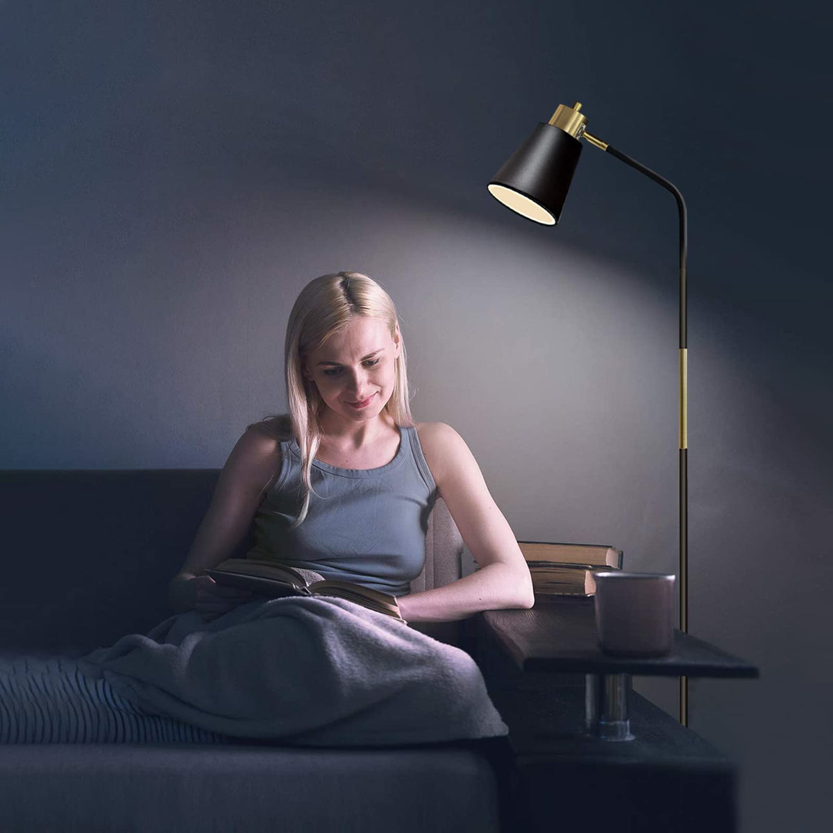 LALISU floor lamp space-saving design fits narrow corners.
