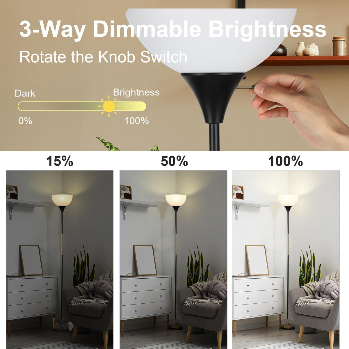 LALISU floor lamp three-brightness levels for flexible task lighting