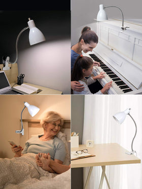 LALISU sleek white desk lamp suitable for bedroom or office.