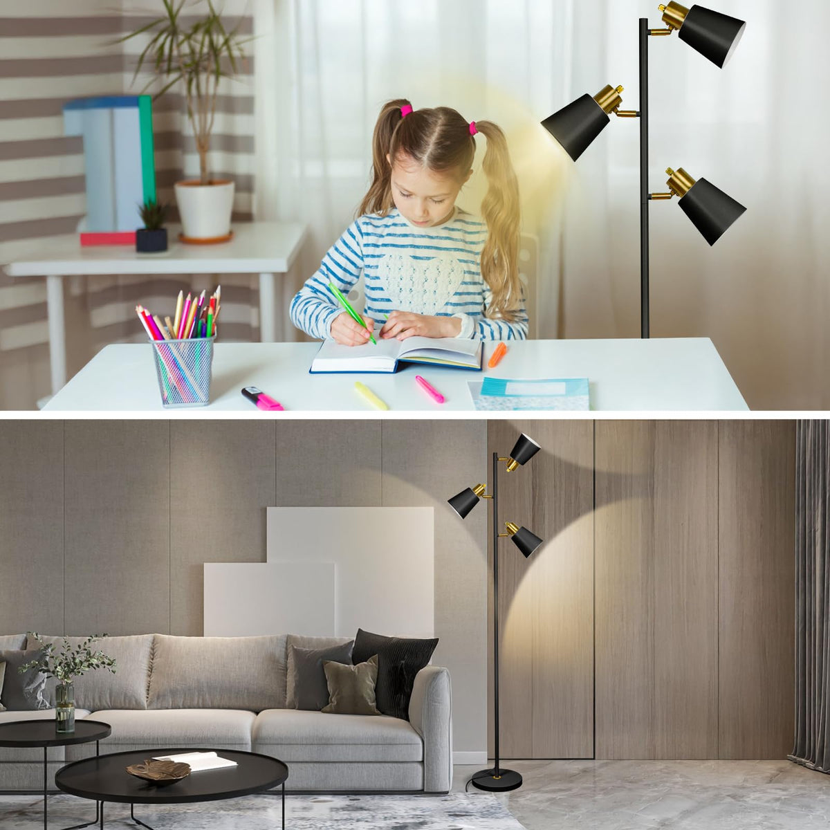 LALISU Tree Floor Lamp with dimmable bulbs to tailor brightness and mood.