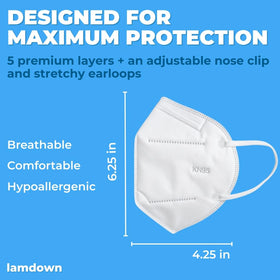 Lamdown KN95 mask ergonomic 3D cup shape for secure fit.