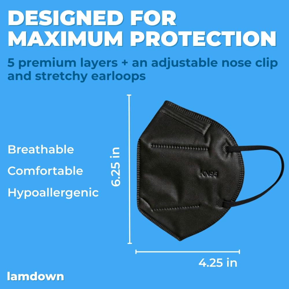 Lamdown KN95 masks with adjustable nose clip for snug seal