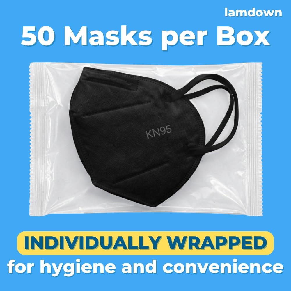 Lamdown KN95 black face mask with high filtration and a sleek look
