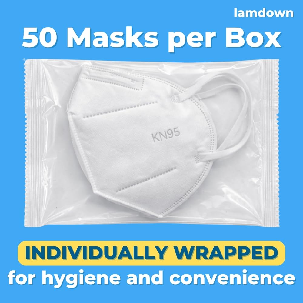 White Lamdown KN95 mask close-up showing disposable design for convenient use