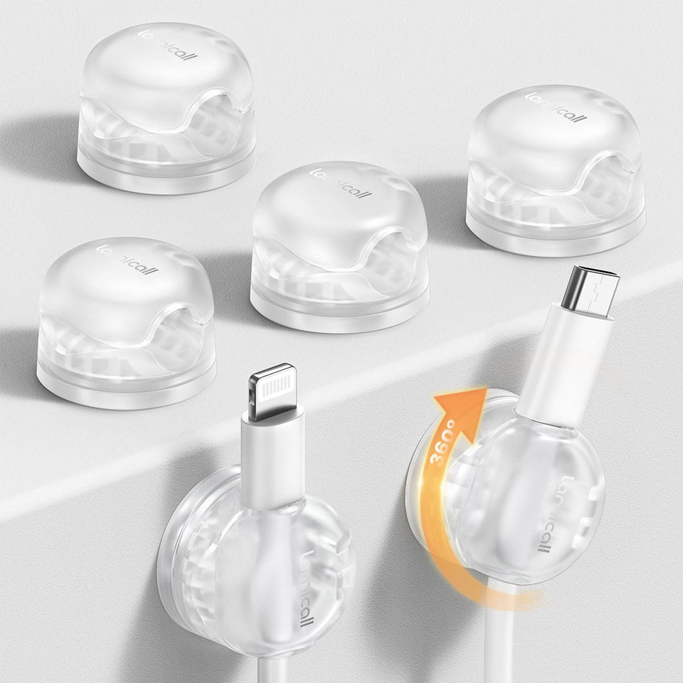 Lamicall cord organizer on desk for tidy cables