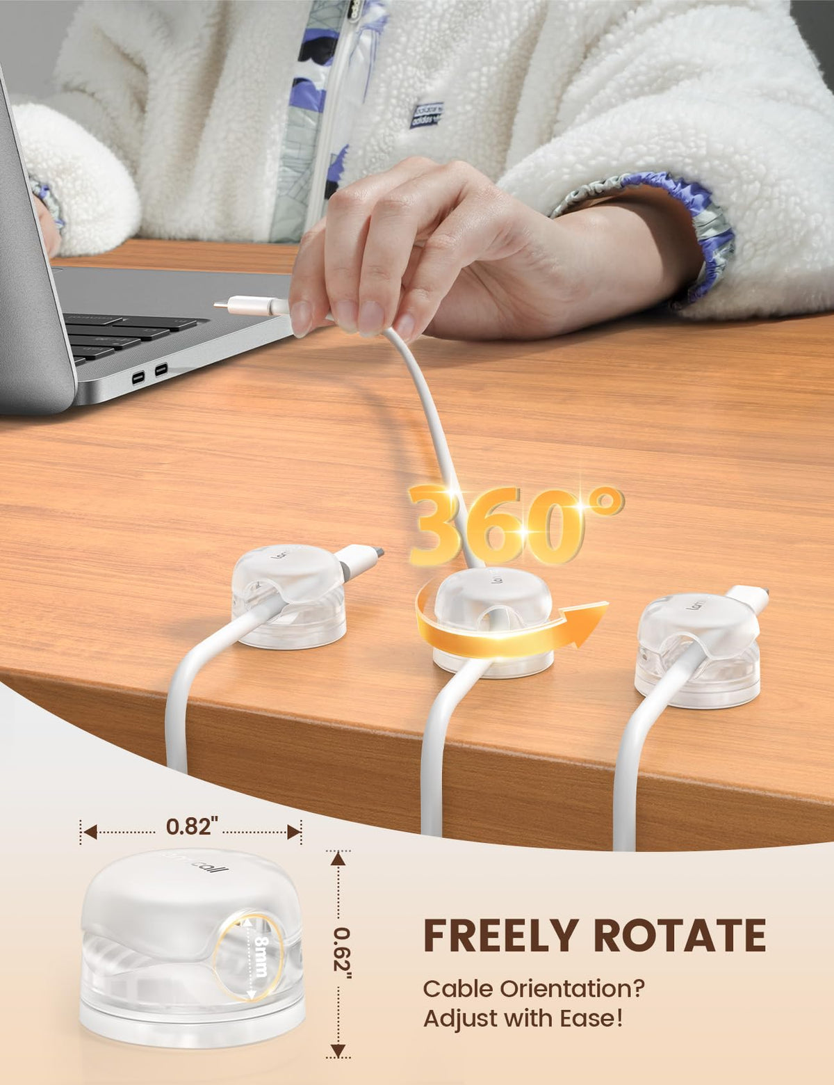Lamicall cord clip supports cables from 2.5mm to 8mm