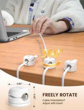 Lamicall cable organizer clip on a clean office desk