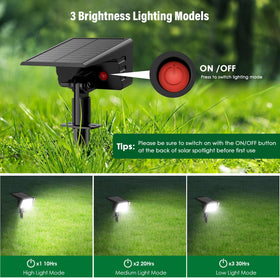 LAMKEEP 60LED outdoor spotlight close-up highlighting bright, energy-efficient LEDs.