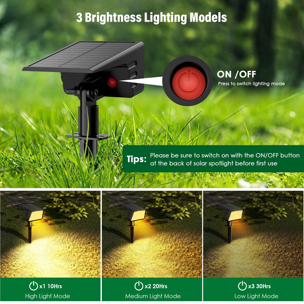LAMKEEP solar spot light with 120-degree panel for efficient charging