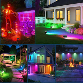 LAMKEEP Solar Spot Light ground stake setup in garden