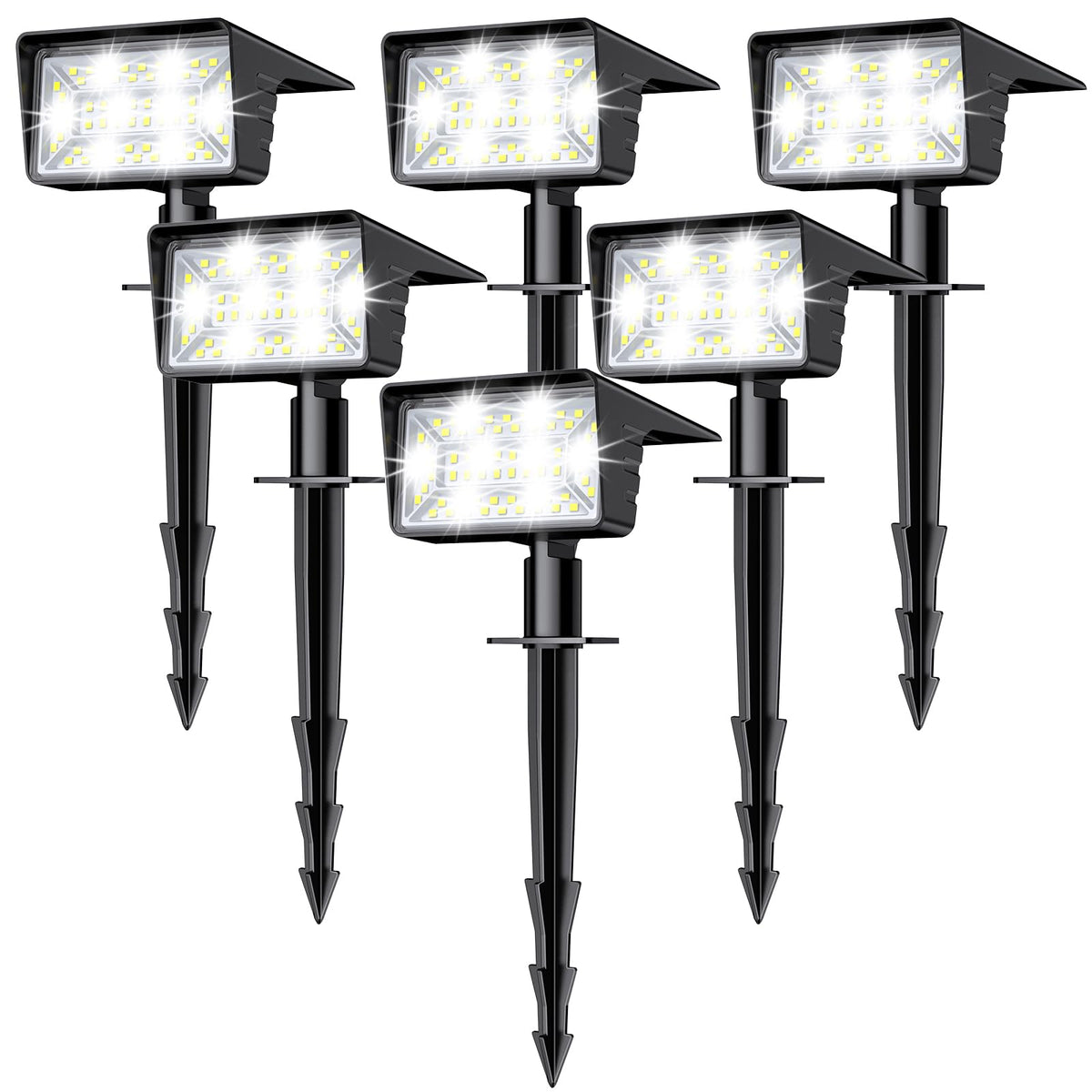 LAMKEEP solar spot lights illuminate with 60 LEDs for dramatic yard accents.