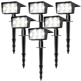 LAMKEEP solar spot lights illuminate with 60 LEDs for dramatic yard accents.