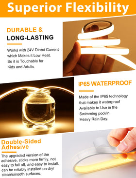 Lamomo COB LED Strip Pro IP65 waterproof design withstands moisture.