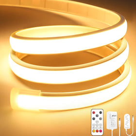 Lamomo COB LED Strip Pro warm white illumination for kitchen countertops with even distribution.