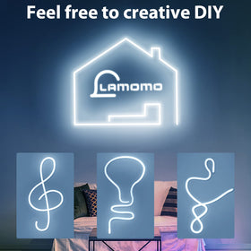 Lamomo silicone neon rope light bends 180 degrees for flexible designs.