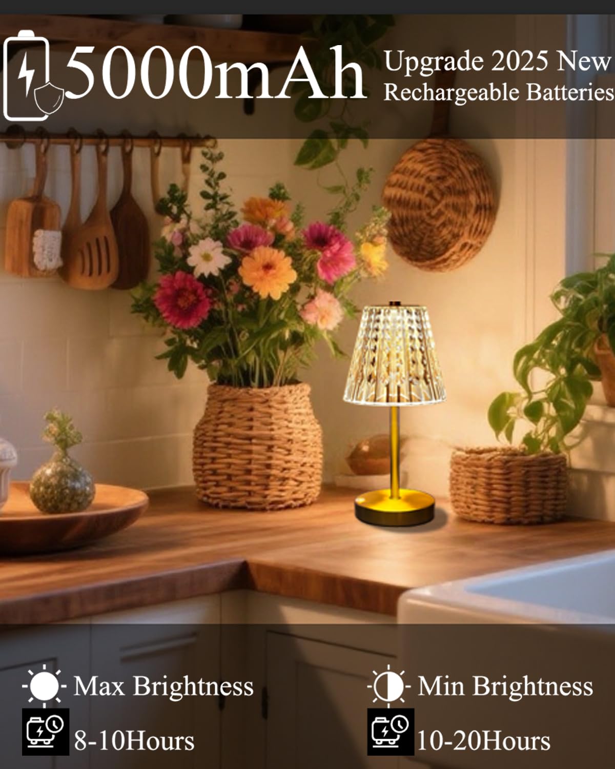 LamparaDecor cordless lamp in restaurant setting adds intimate ambiance.