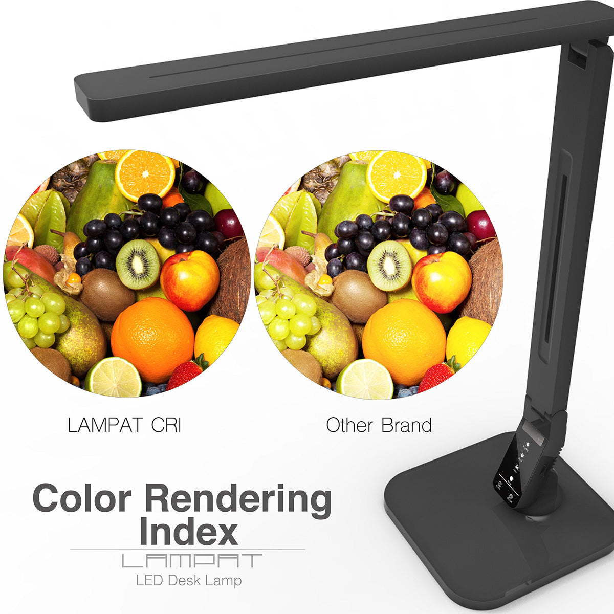 Lampat desk lamp in piano black featuring studying mode for productive sessions.