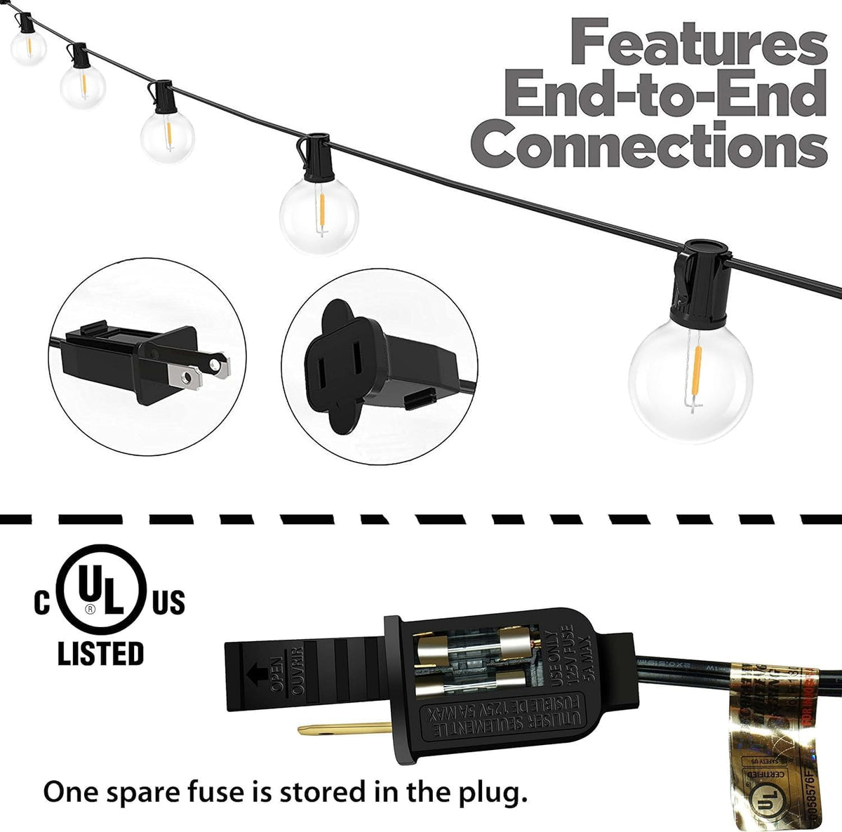 Lampat clear G40 bulbs provide consistent brightness for patios and gatherings