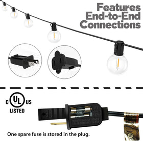 Lampat clear G40 bulbs provide consistent brightness for patios and gatherings