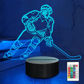 Lampeez Ice Hockey 3D Night Light base glow adds warm ambiance to kids room