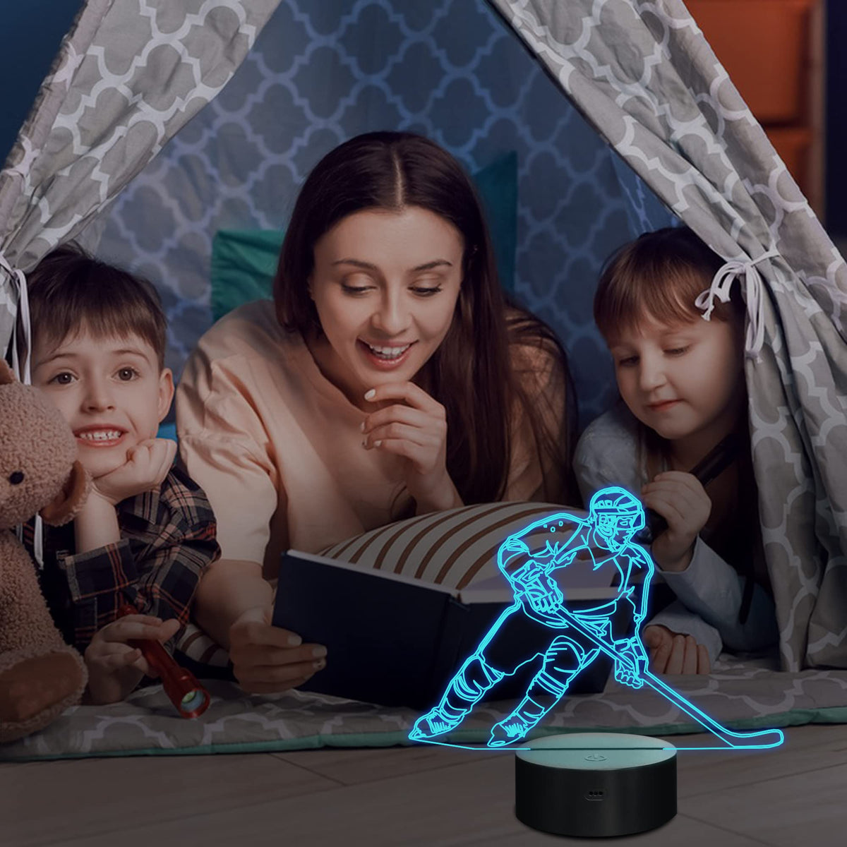Lampeez Ice Hockey 3D Night Light offers 16 colors for cozy moods