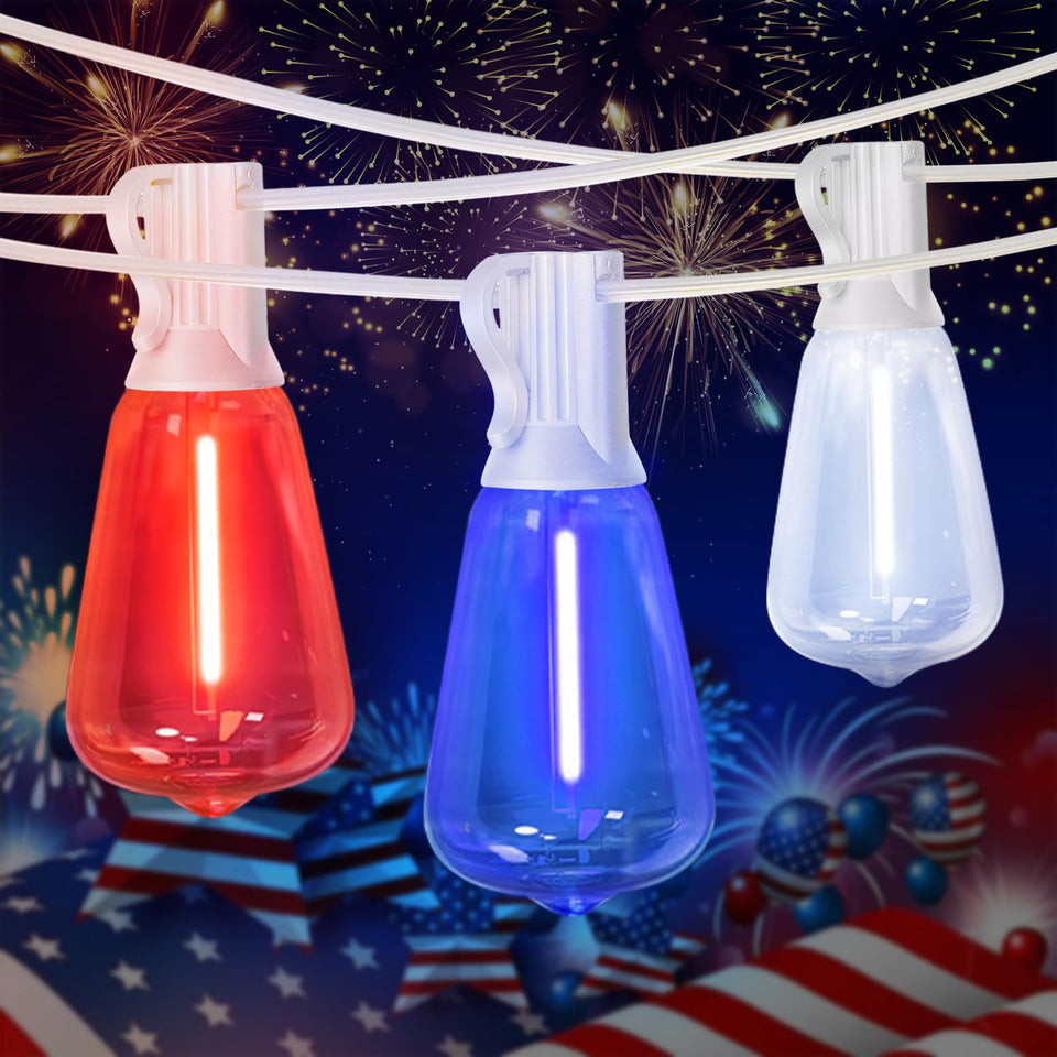 LAMPHOME 26ft ST38 patriotic lights for outdoor décor and celebrations.