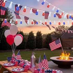 LAMPHOME dimmable patriotic lights offer flexible mood for patios and events.