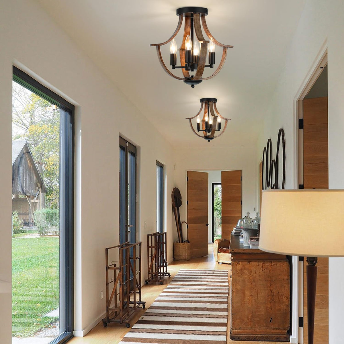 LAMPKEDUO rustic-metal chandelier silhouette complements modern and rustic decor