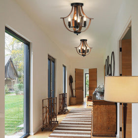 LAMPKEDUO rustic-metal chandelier silhouette complements modern and rustic decor