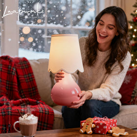 Lampworks pink finish decor adds gentle color to a room.